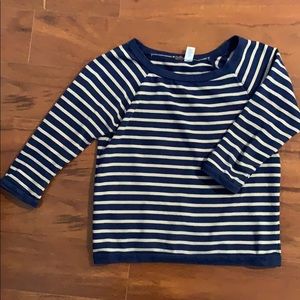 Blue and cream striped top